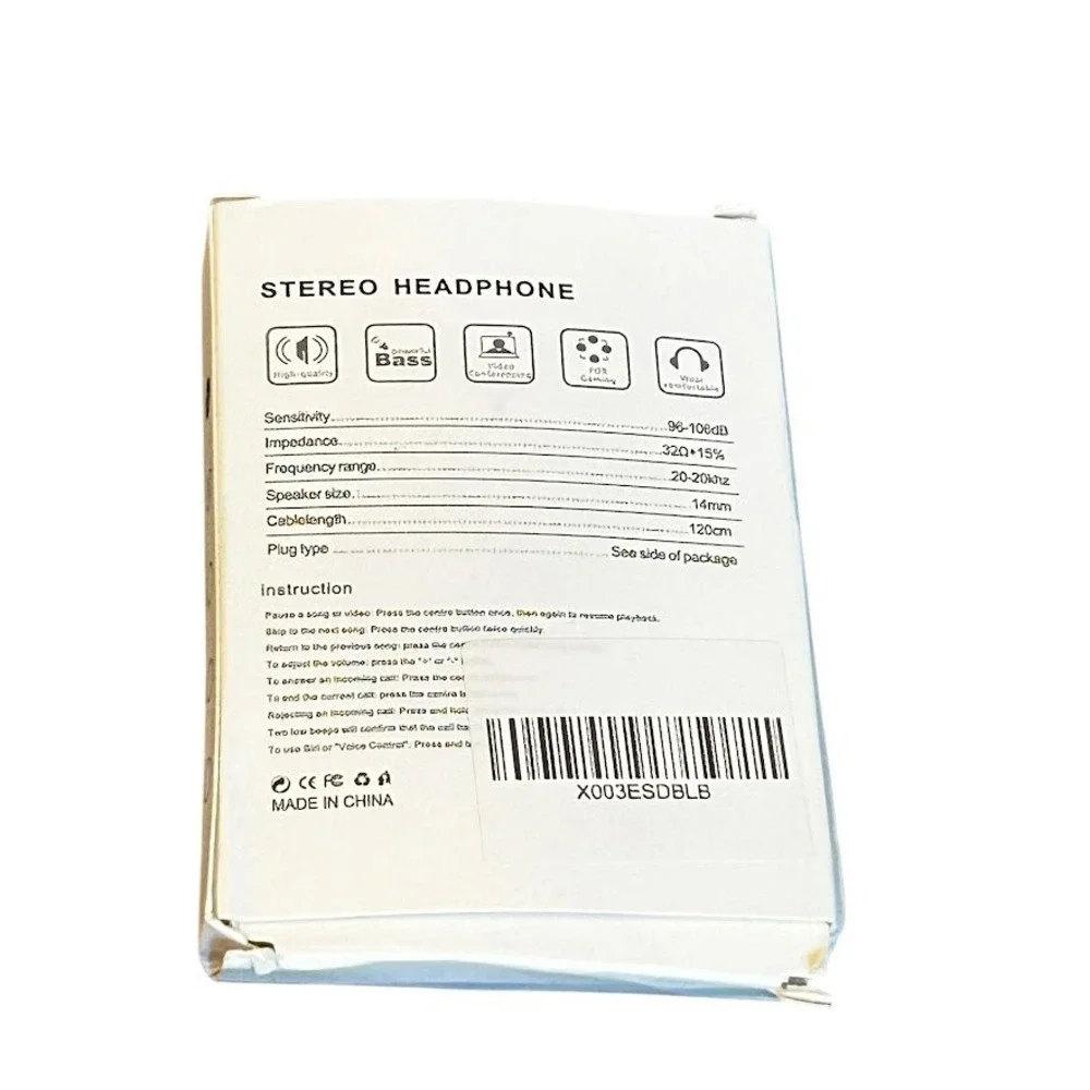 Generic ear buds - White - Wired - 2 pack - Box Damage - New